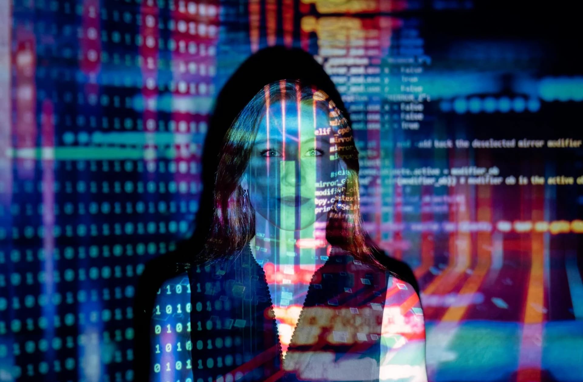 woman covered in ai coding
