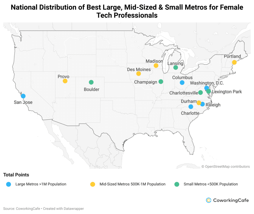 Best metros for women in tech